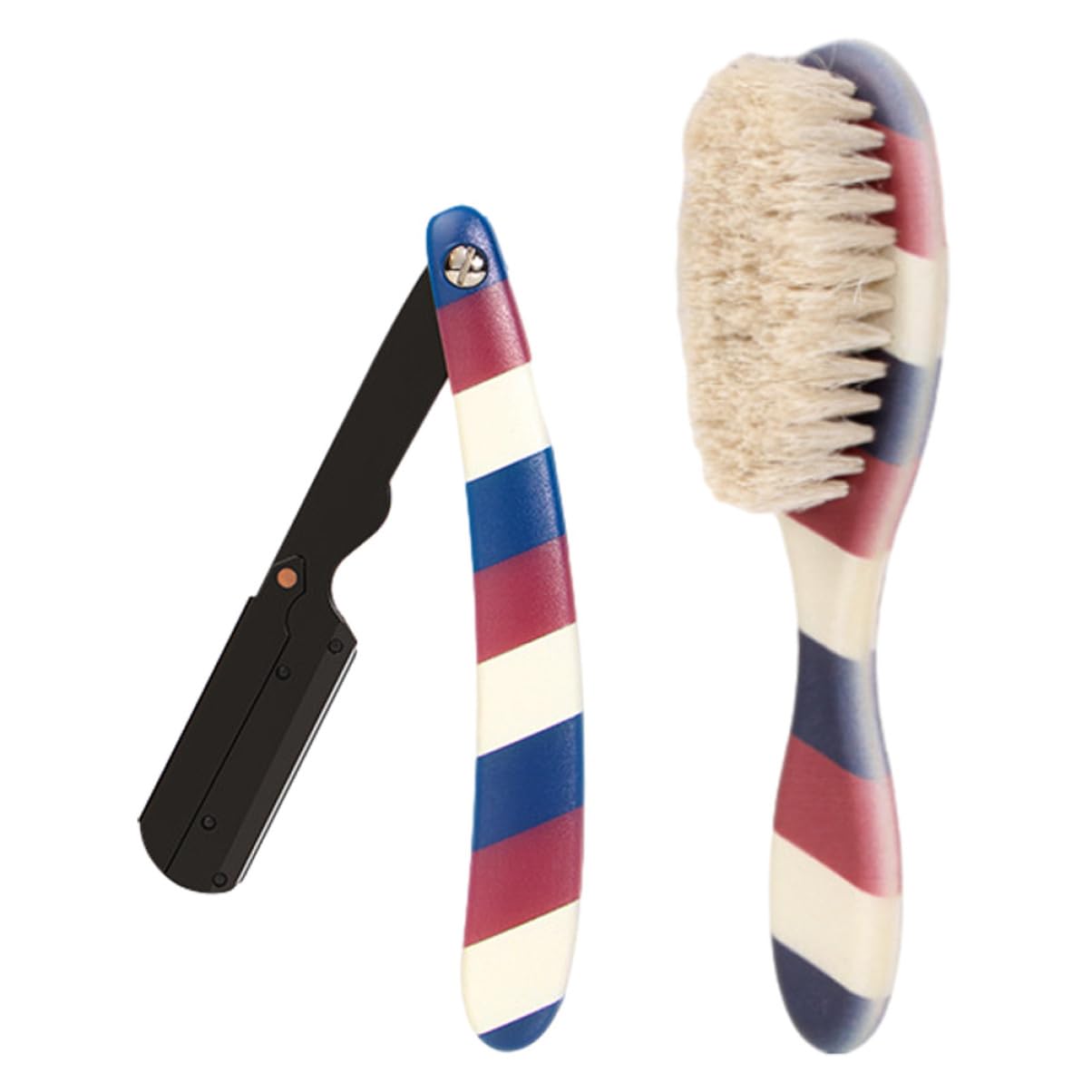 1set Beard Grooming Kit Stainless Steel Razor Soft Brush for Gentle Shaving for Men Needs and Stylish Bathroom