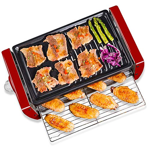 NBCDY Electric Grill, Heating Household Smokeless Barbecue Machine, Nonstick Grilling Surface, Faster Heat Up, Easy To Clean, Ideal For Meat Fish, Vegetables