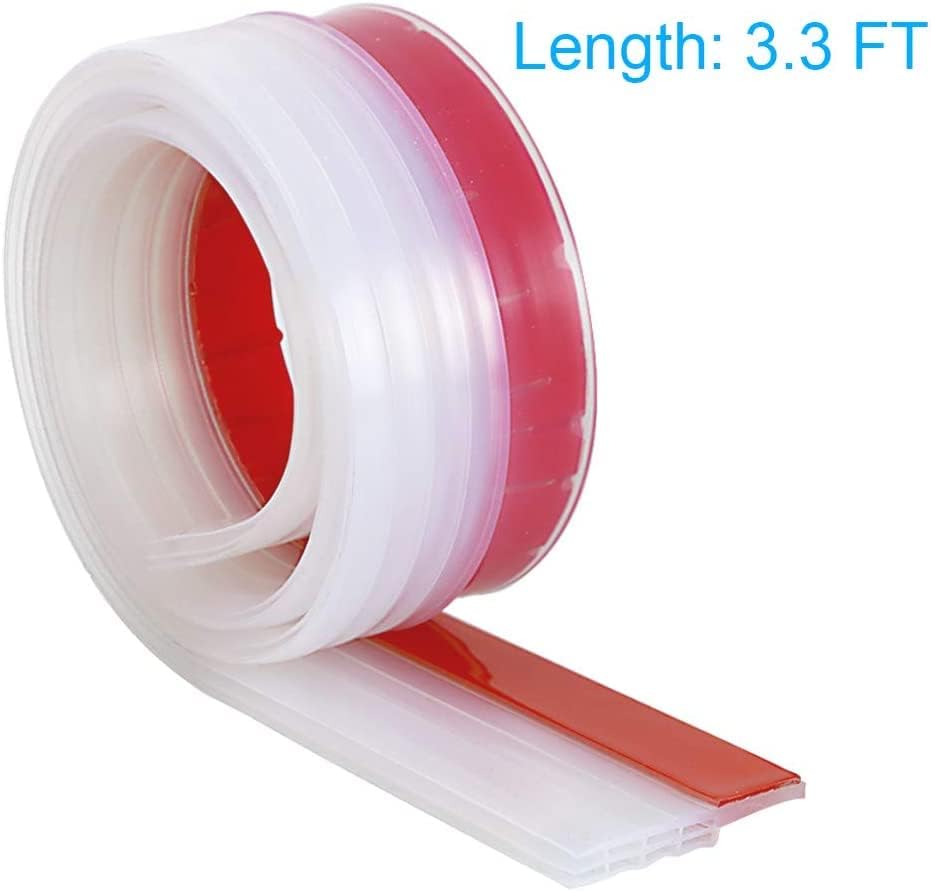 Image of Door Draft Stopper, Silicon Door Bottom Sealing Strip, Door Bottom Sealing Strip Guard, Self Adhesive Door Gap Filler Rubber,Protector from Cockroach,1M (White, Pack of 3)