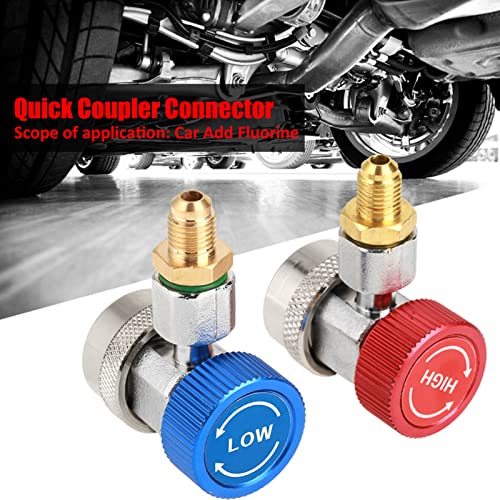 Adaptador R134a para Aire Acondicionado, Acoplador Rápido de Alta y Baja Presión en Latón con Tapa, para Evacuación y Recarga de Sistemas de Aire Acondicionado Automotriz, Juego de 2 miniatura 6
