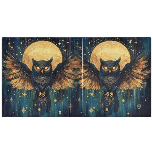 Image of 3 Ring Binder Owl Moon Moth Moon 1.5 inch Binders Three Ring Binders with Clipboard Fit 8.5'' x 11'' Paper 3 Interior PVC Clear Pockets for Office Supplies
