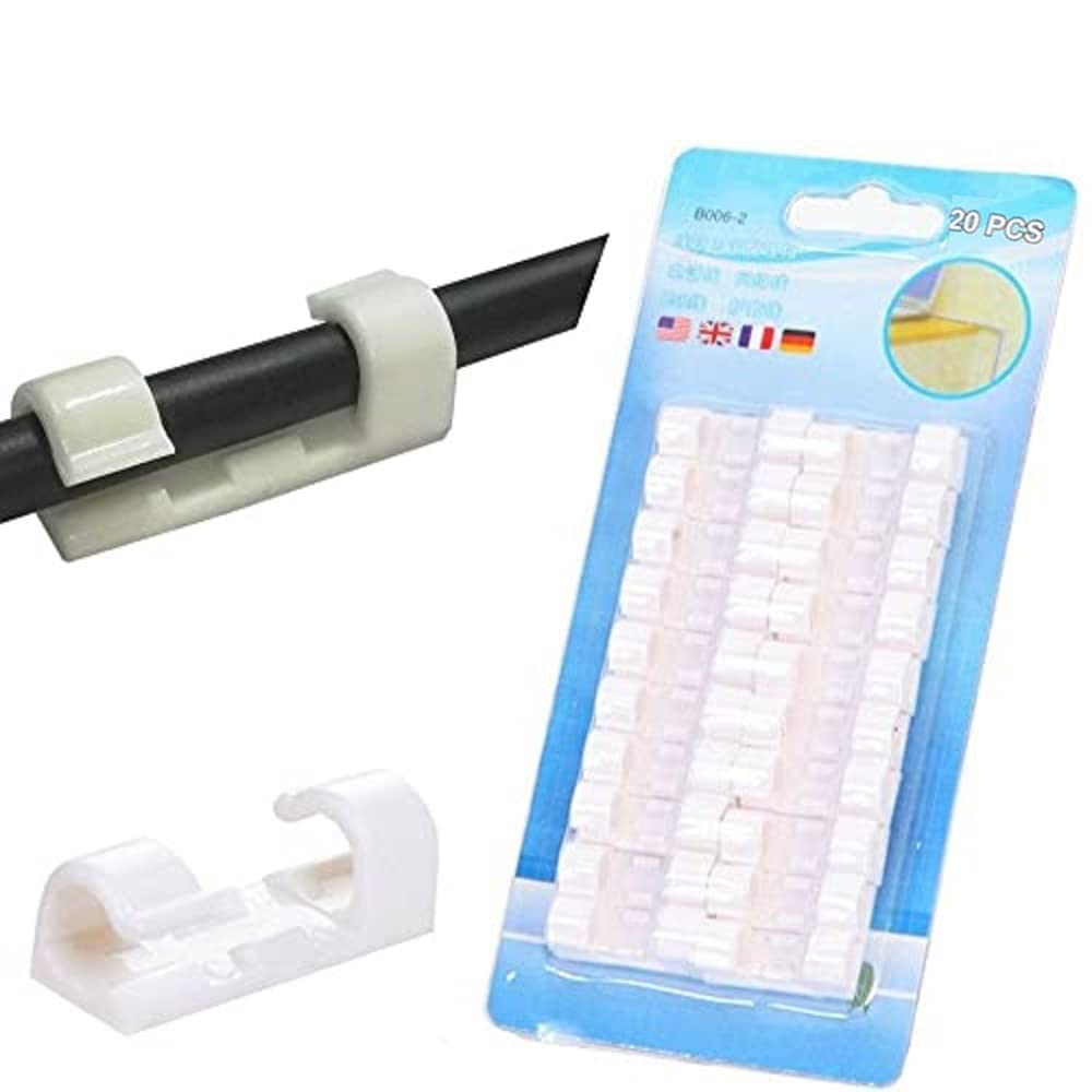 Navya Enterprise Cable Organizer with Improved Stronger Adhesive Tape | Cable Manager, Wire Manager, Wire Clamp | Wire Clips for Cable for Wall, Wire Holder Clips Wall (Medium (20 Pcs), White) (B09P8D2VW9) Amazon Price History, Amazon Price Tracker