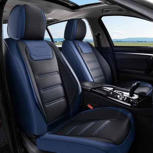 Image of Coverado Car Seat Covers, Front Covers for Cars, Car Seat Cover Front Seats, Car Seat Protector Waterproof, Leather Car Seat Cushion, Universal Interior Covers Seat Protectors for Most Cars Blue