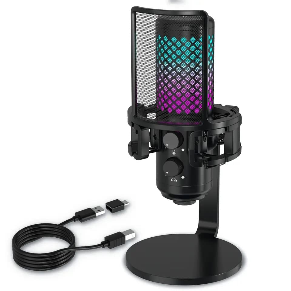 Image of Audio Array AM-C31 USB Plug & Play Condenser Microphone Kit | Pop-Filter & Metallic Base | 3.5 mm No Latency Monitoring, Volume Control & Mute Button | for PC /Mobile, Gaming, Podcasting & Streaming