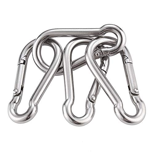 Yistargjqw 4PCS Spring Snap Hook Carabiner 2.36 inch, 304 Stainless Steel for Camping, Hiking, Key Chain, Ropes Connect and Dog Leash