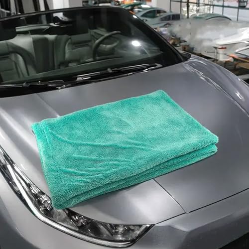Image of Microfiber Car Cleaning Cloth, 1200 GSM, Large 60x40 Cm Ultra Soft, Super Water Absorbent, Lint Free Twisted Loop Towel for Car, Bike, Household, Drying & Detailing (Green)