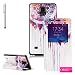 Galaxy Note 4 Case, OMIU(TM) [Abstract Painting] Bran-new Fashion Colored Drawing Design Premium PU Leather Window View Design Slim Flip Case Cover Protector Fit For Samsung Galaxy Note 4, Sent Stylus