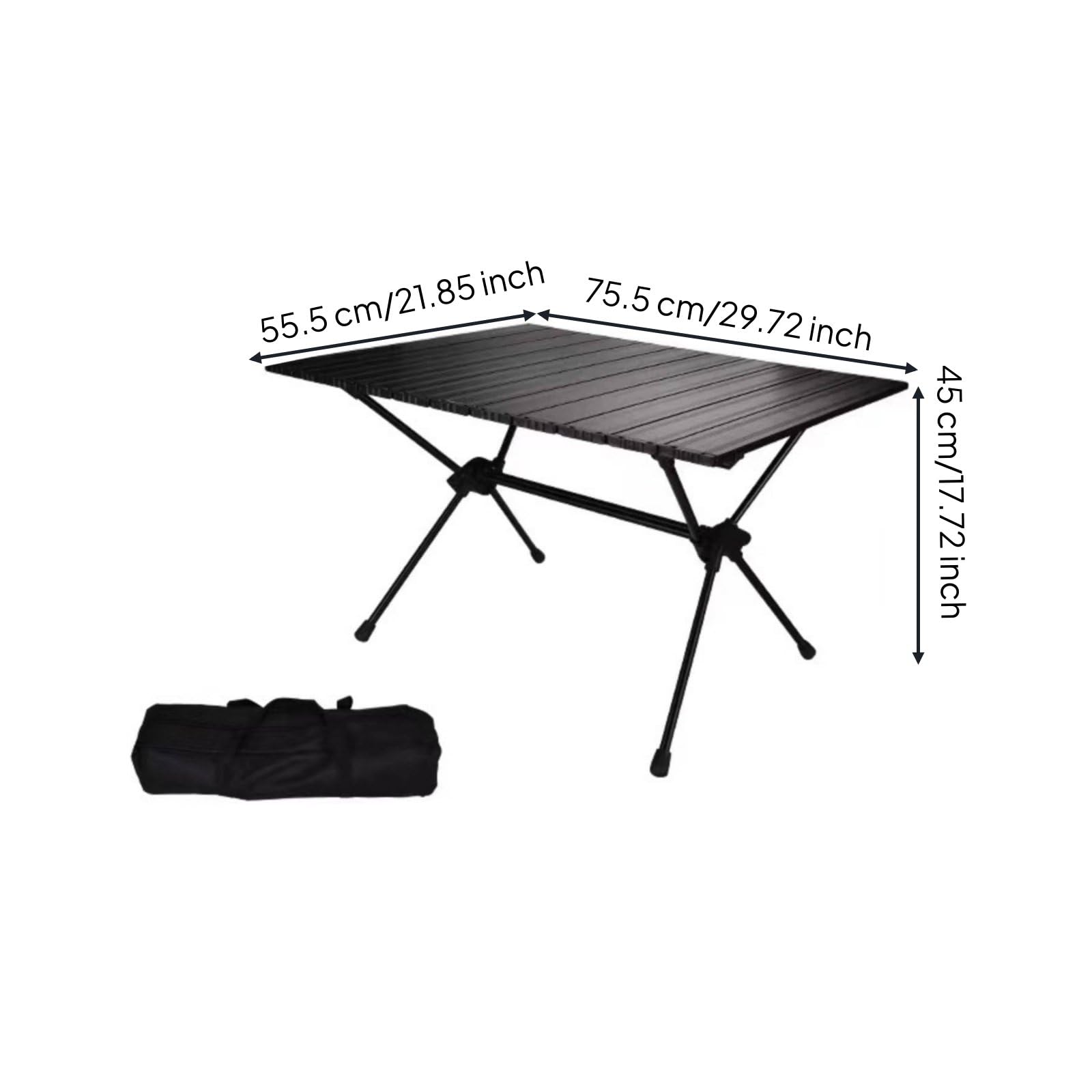 Qianly Mesa Plegable de Aluminio Altura Ajustable Mesa de Aluminio Plegable Compacta para Campistas, Mediano 55.5 X 75.5 Cm, Plegable, Altura Ajustable