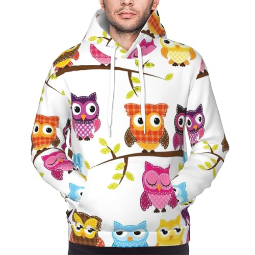 Pull à capuche en polaire hiboux pour homme | Sweat d'hiver chaud