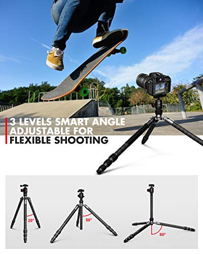 KINGJOY Carbon Fiber Tripod Monopod Kit, 70 inch Video Tripod with 360° Panoramic Ball Head, Max Load 40 lbs, Compact for DSLR Cameras Camcorders, A83+T21