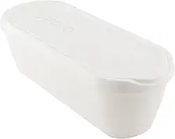 Tovolo Banheira de sorvete Glide-A-Scoop isolada, hermética reutilizável com base antiderrapante, empilhável em prateleiras de freezer, livre de BPA, 2,5 litros, branco