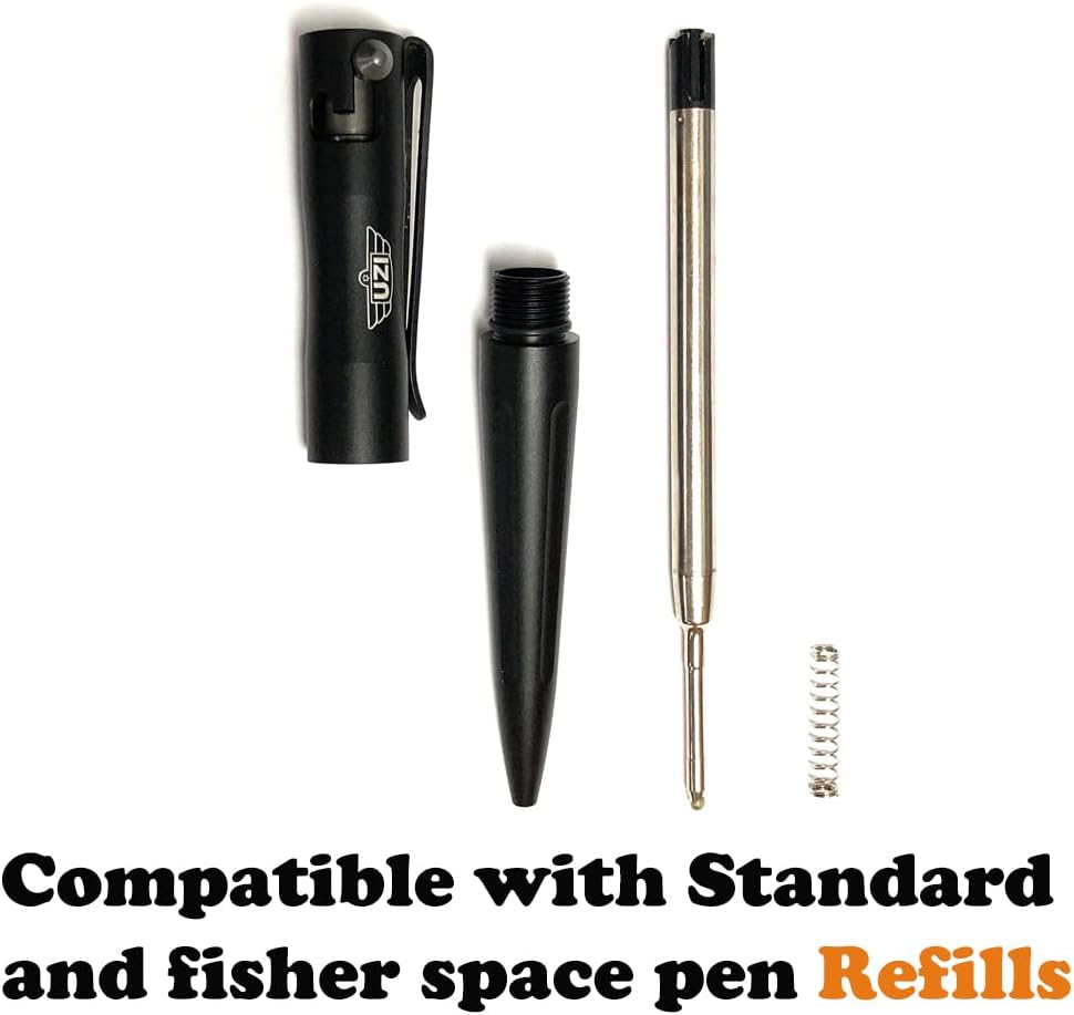 Uzi Tactical Pen Bolt Action Pen Bundle Combo Pack Black and Gun Metal Refillable Ultra Durable Lightweight Aircraft Aluminum Ballpoint Writing Set, Christmas Gift