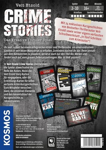 Stadtkrimis Exit Escape Stadtführung KOSMOS 695224 Veit Etzold - Crime Stories, Das kreative Thriller-Spiel, Krimi Kartenspiel, spannende Rätsel ab 16 Jahre