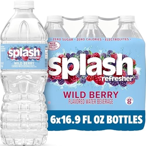 SPLASH REFRESHER Flavored Water Bottles, Wild Berry Flavor - 6 Pack