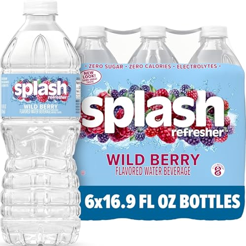 Image of SPLASH REFRESHER Flavored Water Bottles, Wild Berry Flavor - 6 Pack | Refreshing Flavored Bottled Water with Electrolytes - Zero Sugar & Zero Calories - 16.9 Fl Oz