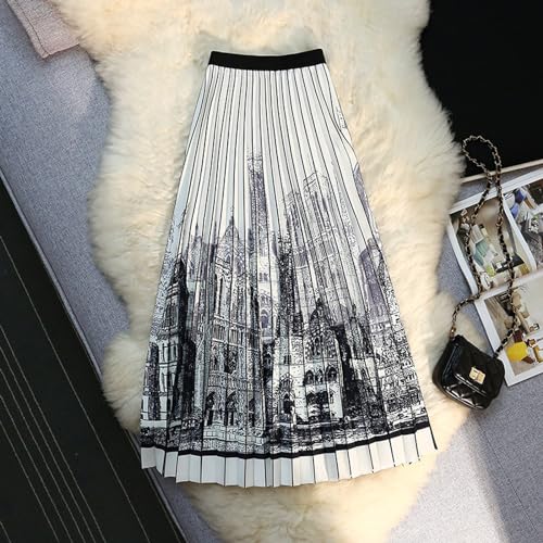 Women's Organ Pleated Long Skirt Bohemian Long Skirt Elastic Waist A-line Pleated Ruffled midi Skirt2