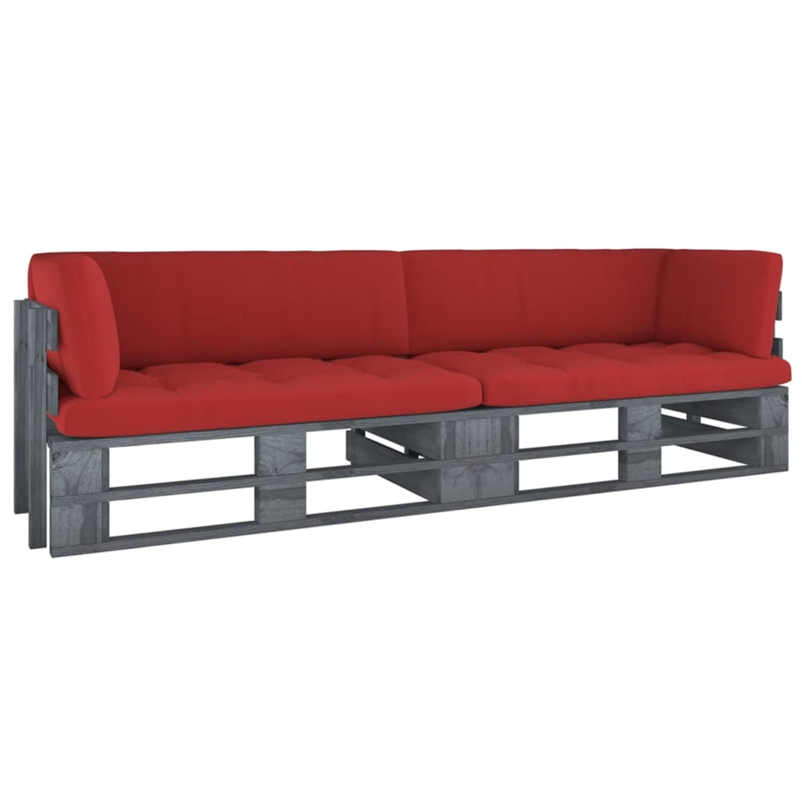 Sofá de palets 2 plazas Cojines Gris Madera de Pino impregnada, Sofá Exterior, Sofa Exterior Terraza, Sofa Jardin Exterior, Sofa Terraza, Mueble para Patio - 3066631