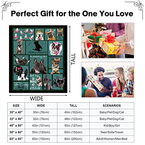 French Bulldog Throw Blanket For Women Men Cute Funny Flannel Fleece Blankets Fuzzy Lightweight French Bulldog 3D Printed Blanket Gifts For Dog Lovers Kids All Season Couch Sofa, 50"X60" #TOP5