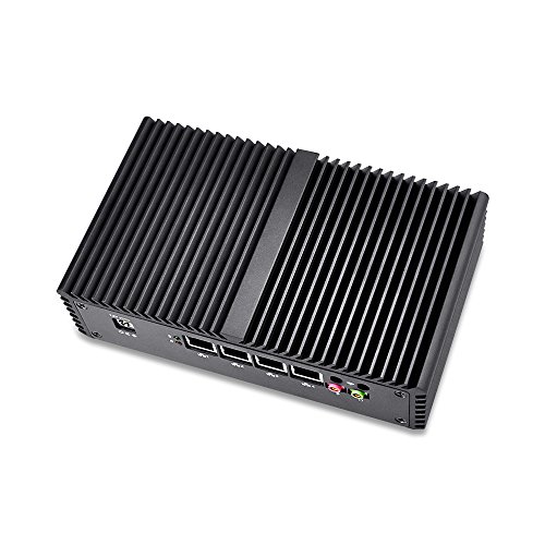 Qotom-Q355G4 Fanless Mini PC Home Server with 4 Ethernet LAN Intel Core i5 5200U Computer (8G RAM + 128G SSD + WiFi)