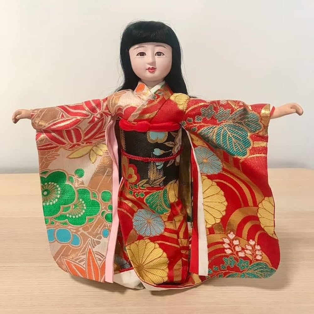 赤色の着物を着た東山日本人形 Amazon | 日本人形 山本人形オリジナル(やまちゃん)【日本人形