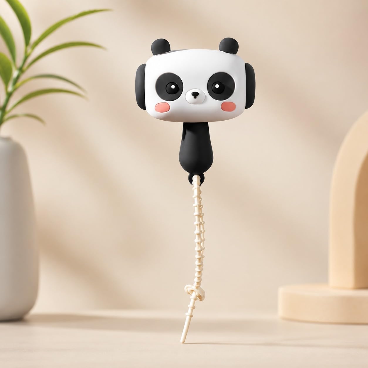 Cute Panda Baby Sensory Hanging Toy with Shake Sound | Cartoon Panda Rattle Toy | BPA-Free Plastic Hanging Ornament for Stroller, Crib, Backpack, Keychain & Car Rear View Mirror | Pack of 1-image-3