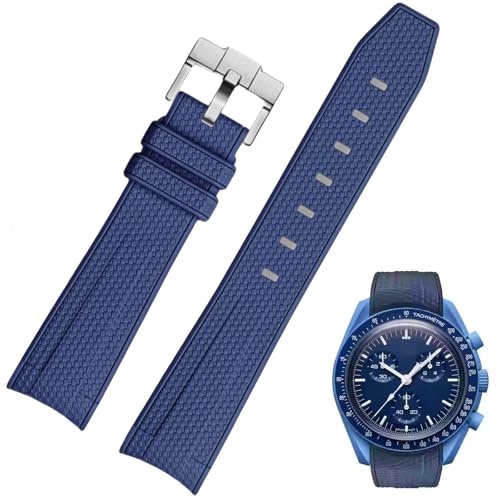 Image of Silicone Rubber Bands for Omega X Swatch Moonswatch Watch Strap 20mm Curved End Weave Style Premium Silicone Rubber Replacement Strap Women Men,for Omega Swatch Moonswatch Speedmaster