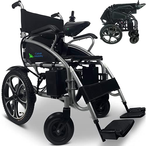 Culver All Terrain Heavy Duty Powerful Dual Motor Foldable Electric Wheelchair Motorized Power Wheelchairs Silla De Ruedas Electrica Para Adultos. Supports Up To 300 Lbs - Weight 99 Lbs (Black) #TOP7