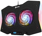 KLIM Halo + Laptop Cooling Stand with RGB backlighting + 11' - 17' + Gaming Laptop Cooling Pad for Desk + USB Powered Fan + Very Stable and Silent + Compatible Mac and PS4 - New 2021