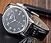 VIGOROSO Mens Watches Automatic Mechanical Black Dial Leather Strap Wrist Watch