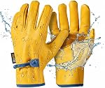 toolant DRIHIDE Leather Work Gloves, Water Resistant Top Grain Cowhide, Durable & Comfortable for Gardening, Ranching