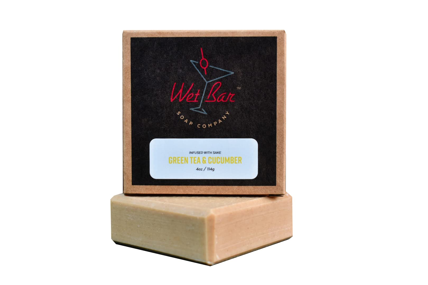 Wet Bar Soap CompanySake Infused Handcrafted Bar Soap - Natural, Vegan, Cold Processed - Handmade in the USA (Green Tea & Cucumber)