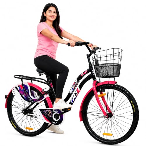 Image of XCi Titania 26T Women's Bicycle, 26-Inch Tyres, Single Speed, Non-Geared, Rigid Suspension, Calliper Brakes, Adult (12+ Years), 18 Inches Steel Frame, Black Pink