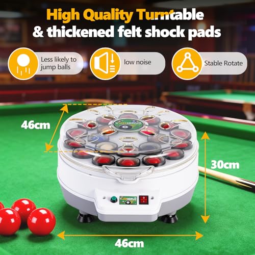 YJINGRUI 1300 U/min Automatischer Billardkugel Reiniger, 22 Snookerkugeln (52,5 mm) Poolball-Reiniger-Poliermaschine, Billardkugel Reinigungsmaschine mit Schraubenschlüssel und Bürste