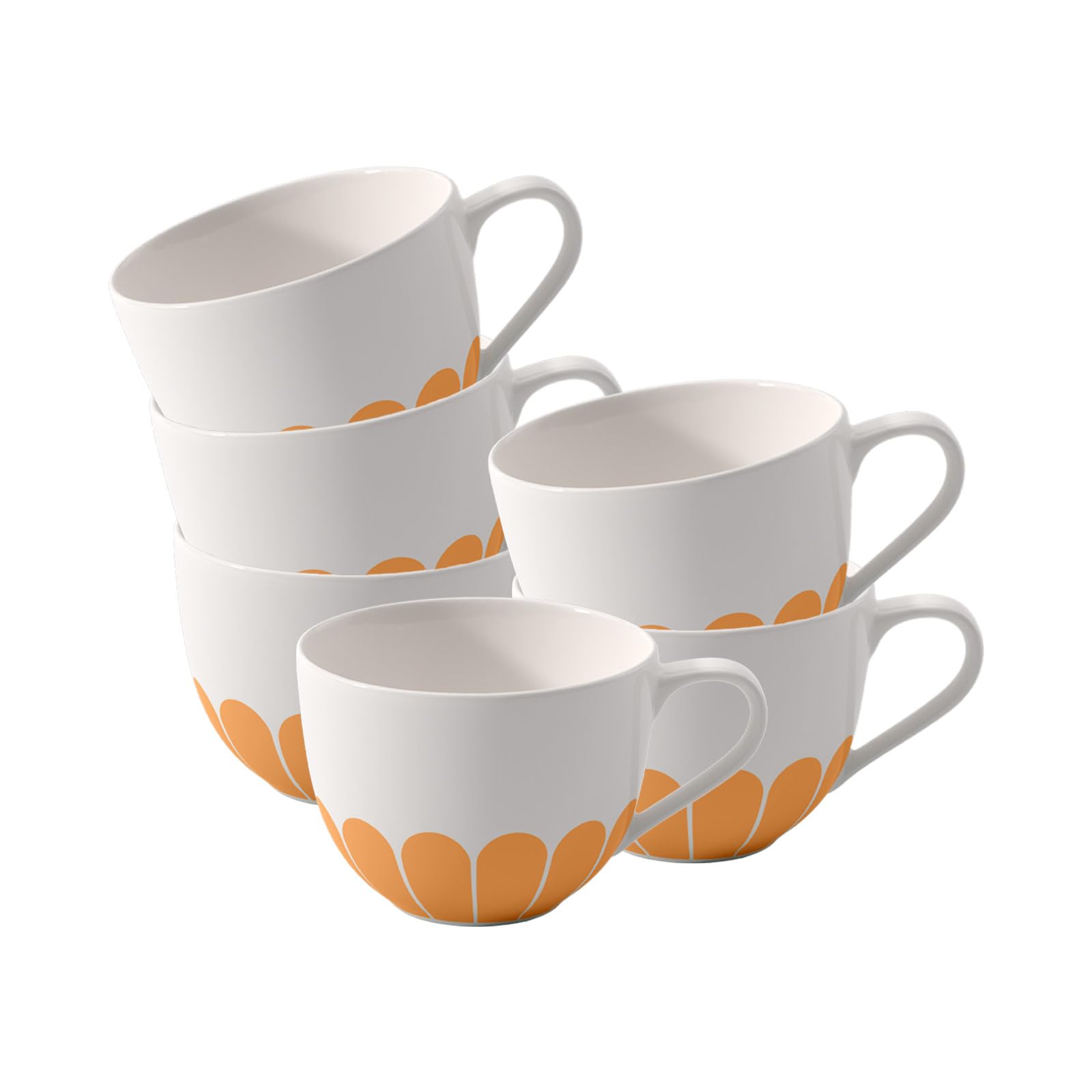 Villeroy & Boch - Fleur Soleil Kaffeetassen 6er Set, 160 ml, Tasse für Kaffee oder Tee, Becher Blumenmuster, Capuccino Tasse, Teetasse, Premium Porzellan, Spülmaschinenfest & Mikrowellensicher, Gelb
