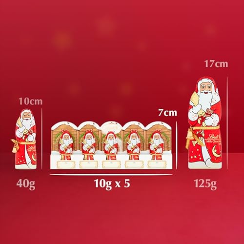 Lindt Mini-Weihnachtsmänner mit Perforation Milch, 5er Pack (5 x 50 g)