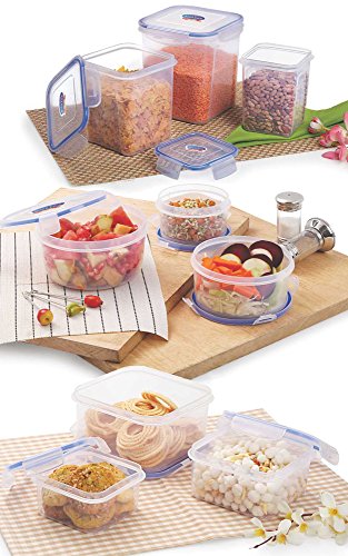 Image of Air Tight Container Set for Kitchen Round Container, Square Container, Square Container Combo of 9 Pieces, 100% Leak Proof, Durable 100% Toxic Free, Healthy