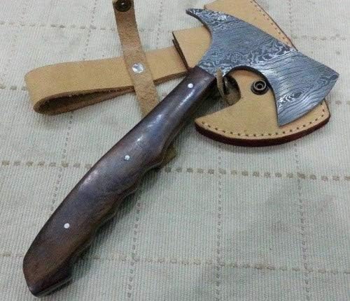 Axe Damascus Steel 12" Natural Wood Handle Axe/Hand Forged Woodsman Axe