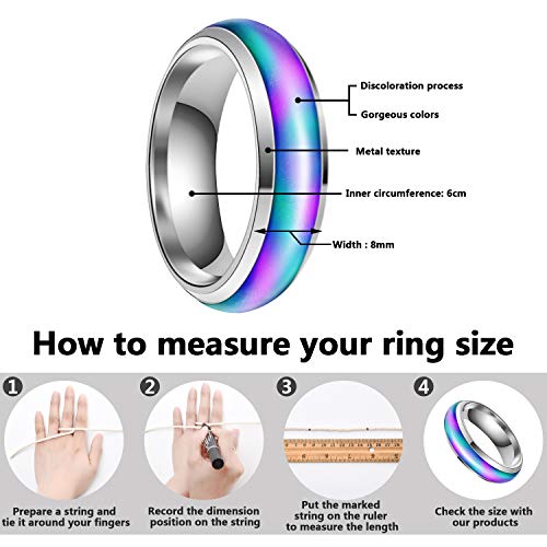 Hicarer 5 Pieces Stainless Steel Temperature Changing Color Mood Rings Unisex Sensitive Emotion Ring Wedding Men Women3