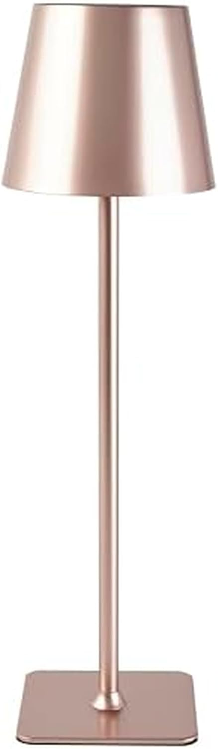 Mikasa 14.8-Inch Champagne Rechargeable LED Desk Lamp with Touch Control - 5000mAh Battery, 3 Light Colors, Stepless Dimming, 54 LED Lights, Iron Construction, USB-C Charging
