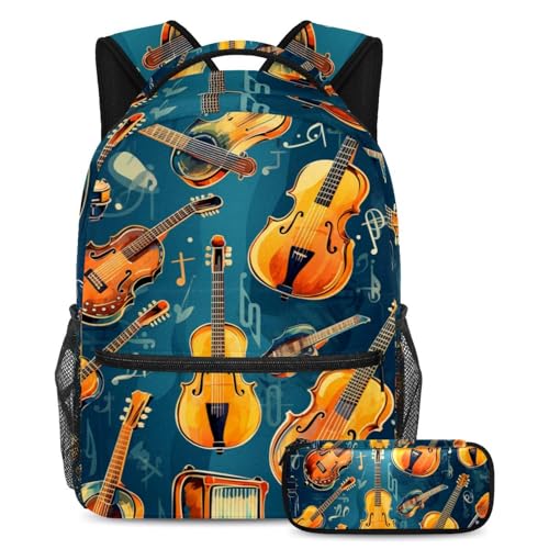 Cartables de grande capacité instruments de musique vintage avec trousse pour étudiants