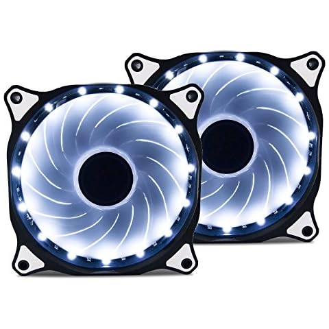 Vetroo 120mm White 15-LEDs Cooling Fan for Computer PC Cases, CPU Coolers and Radiators, 2-Pack Cover
