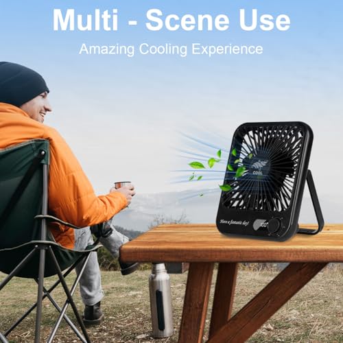 Fenxyo Portable Desk Fan Quiet, 4000mAh Battery Powered Fan for Travel, 10 Hours Runtime, 180° Foldable Personal Travel Fan for Home Office Bedroom Outdoor Camping, Cruise Essentials - Black - Image 7