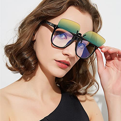 Image of Hifot Clip on Sunglasses 4 Pack,Polarized Lens Fit Over Prescription Glasses,Flip up Rimless Sunglasses