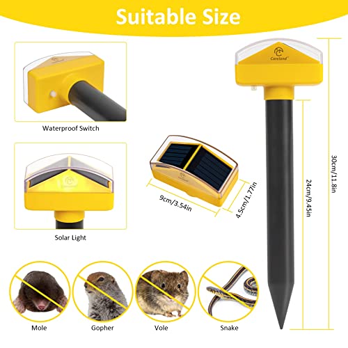 Diaotec Mole Repellent Stakes Gopher Repellent Sonic Solar Powered Snake Repellent Ip65 Waterproof 2 In 1 Solar Outdoor Lights Sonic Mole Deterrent Devices For Groundhog Vole Snake Etc (4-Pack) #TOP2