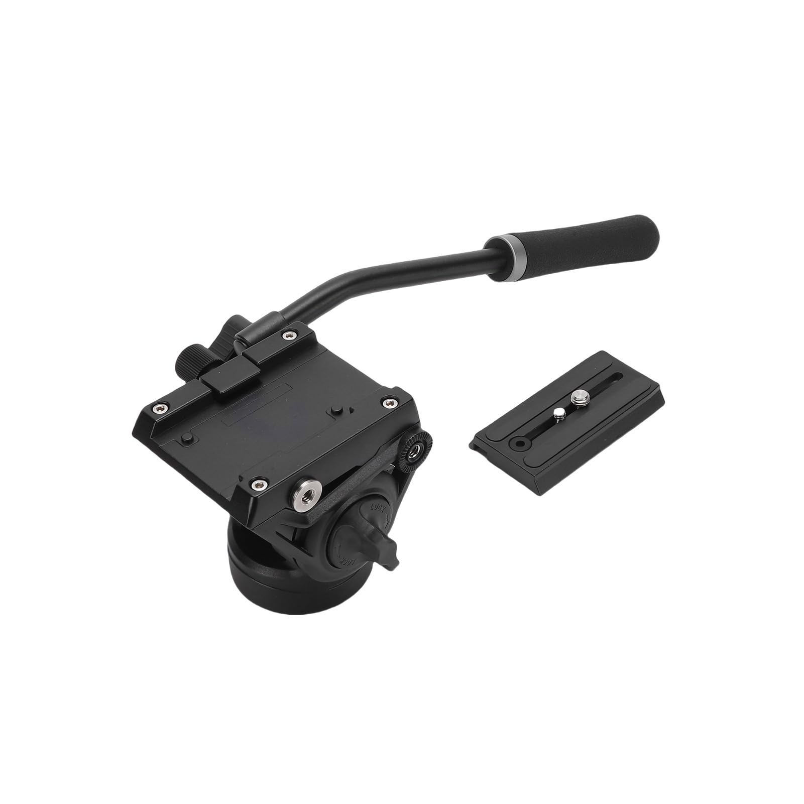 ASHATA Treppiede per Videocamera Testa con Trascinamento per Videocamere DSLR, Treppiede in Alluminio Resistente con Testa Panoramica, Ideale per la Fotografia di Vlogging