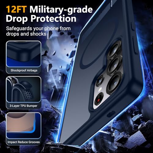 Image of SPIDERCASE Magnetic for Samsung Galaxy S25 Ultra Case, [Compatible with Magsafe][ Military Grade Drop Protection] with Invisible Stand Shockproof Slim Case for S25 Ultra 5G,Blue
