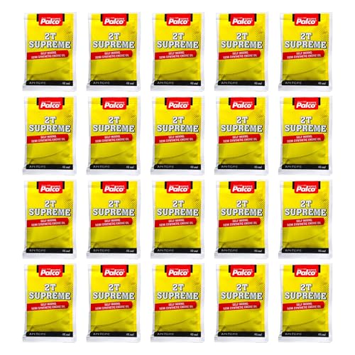 Image of PALCO 2T-SUPREME Engine Oil 40ml Pouch API: TC JASO: FC Small Packet Semi-Synthetic 2-Stroke Petrol Mix Additive for 2 Stroke Bike Scooter Scooty Auto 3 Wheller (40ml X 20 Piece Pouch)