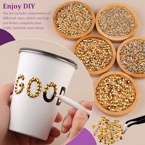 Image of Resin Jelly Rhinestones for Crafting with B7000 Jewelry Glue, 1 Box Gold Flatback Crystal with 3Pcs 10ml Glue, Bedazzling Non Hotfix Gems for DIY Tumblers Clothing Shoes Manicure