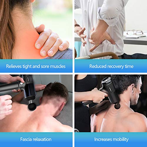 Massage Gun Deep Tissue Percussion Muscle Massager Handheld Body Massagers Power Massager Sports Drill Portable Electric Fascia Gun for Pain Relief Soreness Stiffness with 6 Heads,Massage Gun Quiet - Thumbnail 3