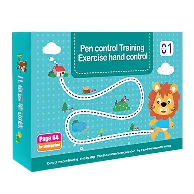 Image of 64 Pages Pen Control Training Exercise Book. Magical Writing Practice Workbook for Kids. Reusable Tracing Practice Book. Educational Learning Kit for Toddlers with Cards & Markers. For Kids. Age 2+.
